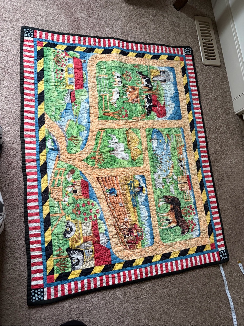 💜 BABY QUILT - Farm Animals & Rainbow